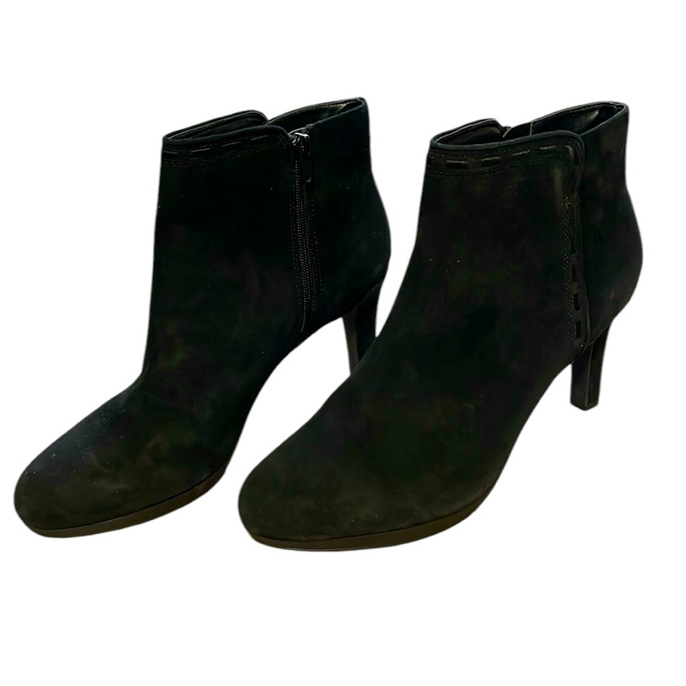CLARKS WOMENS ADRIEL SADIE BLACK SUEDE  ZIP UP LEATHER UPPER DRESS BOOTS SIZE 11